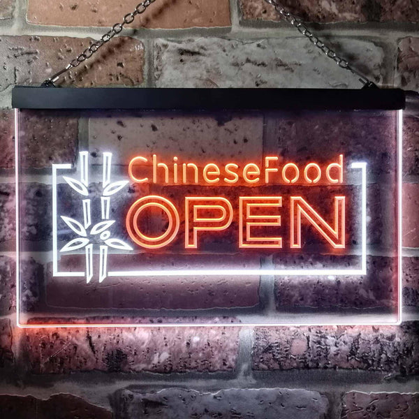 ADVPRO Chinese Food Restaurant Open Dual Color LED Neon Sign st6-i0013 - White & Orange