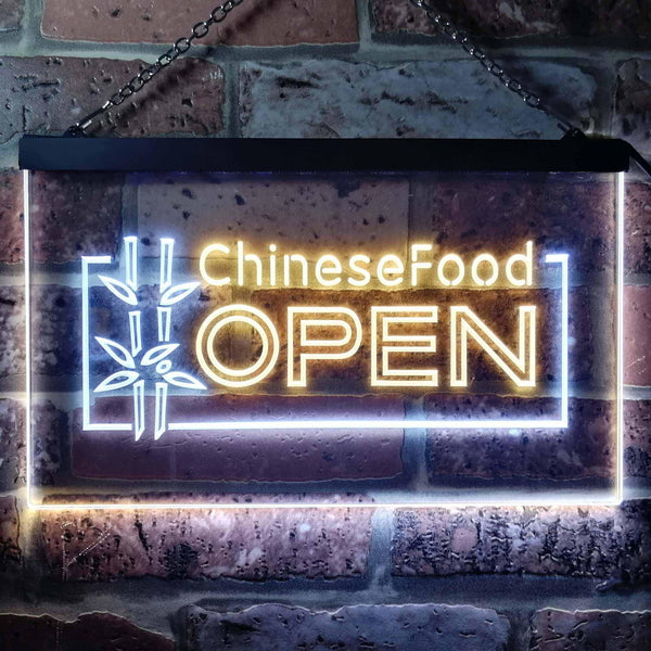 ADVPRO Chinese Food Restaurant Open Dual Color LED Neon Sign st6-i0013 - White & Yellow
