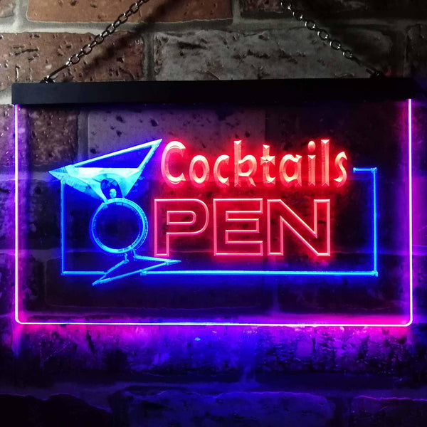 ADVPRO Cocktails Open Dual Color LED Neon Sign st6-i0014 - Blue & Red