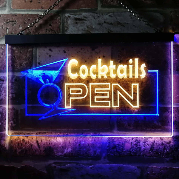 ADVPRO Cocktails Open Dual Color LED Neon Sign st6-i0014 - Blue & Yellow