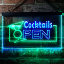 ADVPRO Cocktails Open Dual Color LED Neon Sign st6-i0014 - Green & Blue