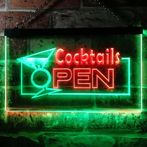 ADVPRO Cocktails Open Dual Color LED Neon Sign st6-i0014 - Green & Red