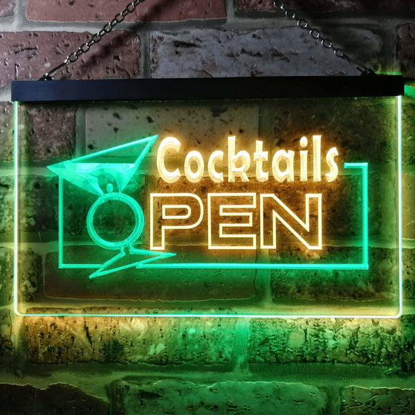 ADVPRO Cocktails Open Dual Color LED Neon Sign st6-i0014 - Green & Yellow