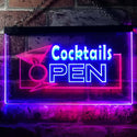 ADVPRO Cocktails Open Dual Color LED Neon Sign st6-i0014 - Red & Blue