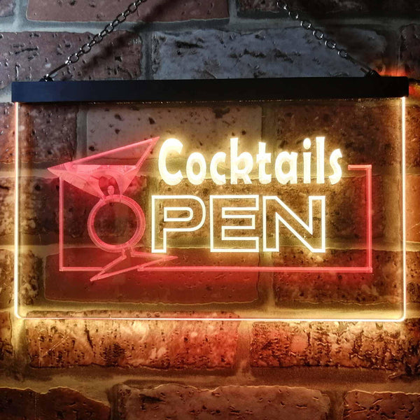 ADVPRO Cocktails Open Dual Color LED Neon Sign st6-i0014 - Red & Yellow