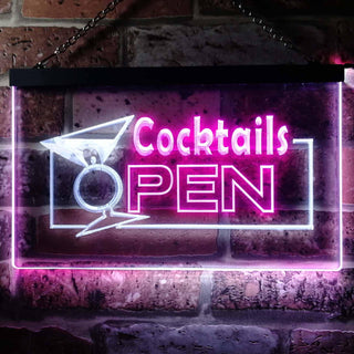 ADVPRO Cocktails Open Dual Color LED Neon Sign st6-i0014 - White & Purple
