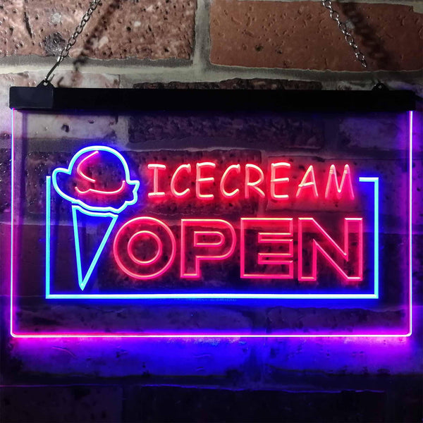 ADVPRO Open Ice Cream Shop Dual Color LED Neon Sign st6-i0015 - Blue & Red