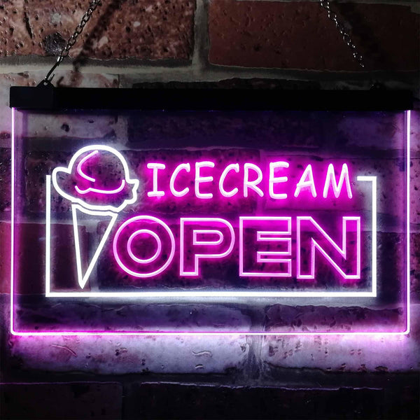 ADVPRO Open Ice Cream Shop Dual Color LED Neon Sign st6-i0015 - White & Purple
