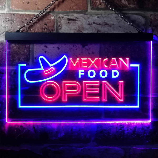 ADVPRO Mexican Food Open Dual Color LED Neon Sign st6-i0024 - Blue & Red