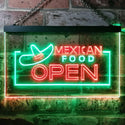 ADVPRO Mexican Food Open Dual Color LED Neon Sign st6-i0024 - Green & Red