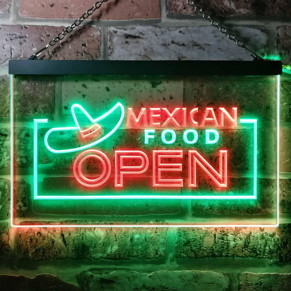 ADVPRO Mexican Food Open Dual Color LED Neon Sign st6-i0024 - Green & Red