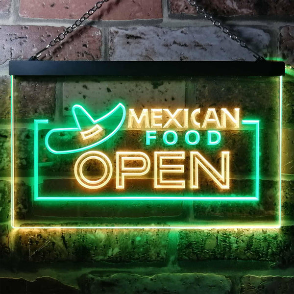 ADVPRO Mexican Food Open Dual Color LED Neon Sign st6-i0024 - Green & Yellow