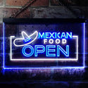 ADVPRO Mexican Food Open Dual Color LED Neon Sign st6-i0024 - White & Blue