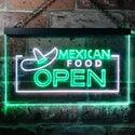 ADVPRO Mexican Food Open Dual Color LED Neon Sign st6-i0024 - White & Green