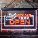 ADVPRO Mexican Food Open Dual Color LED Neon Sign st6-i0024 - White & Orange