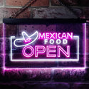 ADVPRO Mexican Food Open Dual Color LED Neon Sign st6-i0024 - White & Purple