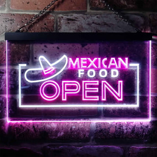 ADVPRO Mexican Food Open Dual Color LED Neon Sign st6-i0024 - White & Purple