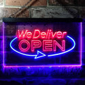 ADVPRO We Delivery Open Dual Color LED Neon Sign st6-i0028 - Blue & Red