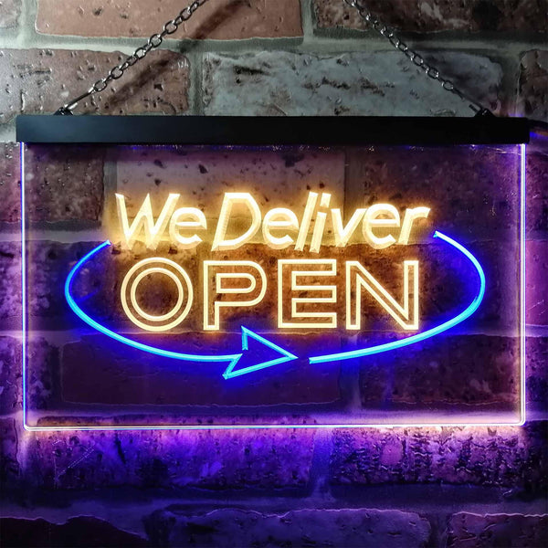 ADVPRO We Delivery Open Dual Color LED Neon Sign st6-i0028 - Blue & Yellow