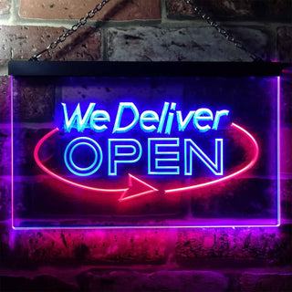 ADVPRO We Delivery Open Dual Color LED Neon Sign st6-i0028 - Red & Blue