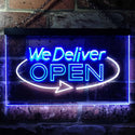 ADVPRO We Delivery Open Dual Color LED Neon Sign st6-i0028 - White & Blue