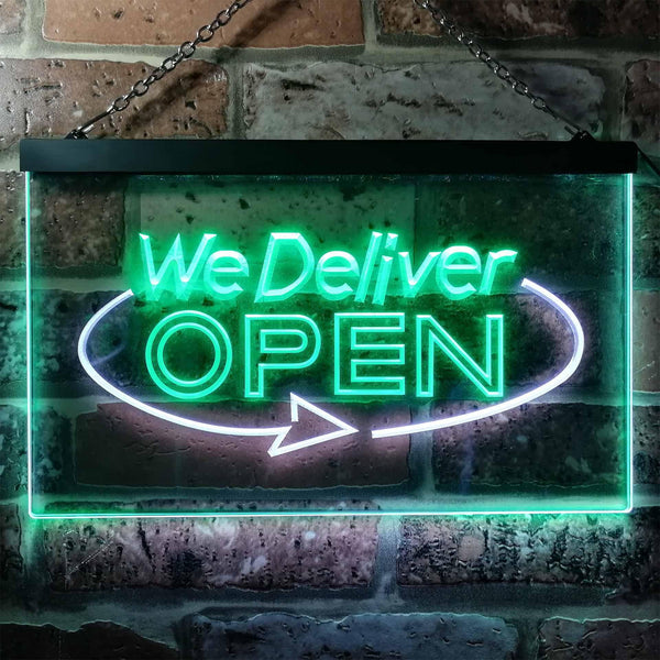 ADVPRO We Delivery Open Dual Color LED Neon Sign st6-i0028 - White & Green
