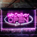 ADVPRO We Delivery Open Dual Color LED Neon Sign st6-i0028 - White & Purple