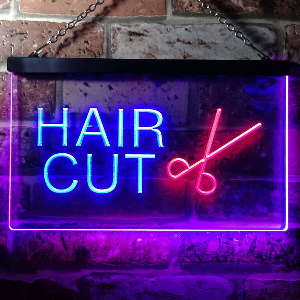 ADVPRO Hair Cut Scissor Barber Dual Color LED Neon Sign st6-i0031 - Red & Blue