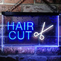 ADVPRO Hair Cut Scissor Barber Dual Color LED Neon Sign st6-i0031 - White & Blue
