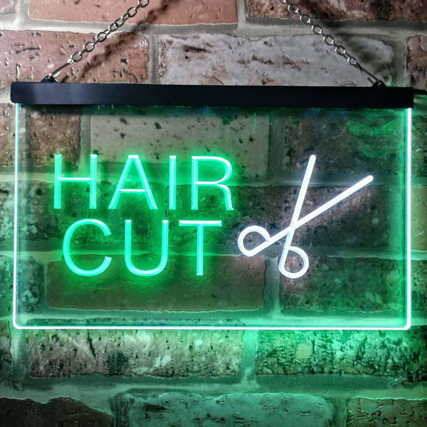 ADVPRO Hair Cut Scissor Barber Dual Color LED Neon Sign st6-i0031 - White & Green