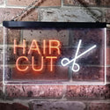 ADVPRO Hair Cut Scissor Barber Dual Color LED Neon Sign st6-i0031 - White & Orange