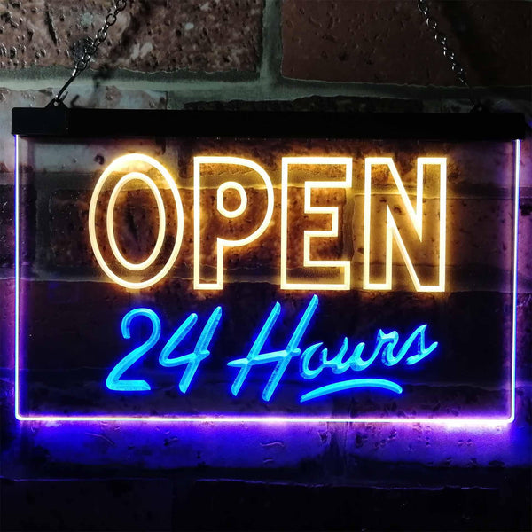 ADVPRO Open 24 Hours Display Dual Color LED Neon Sign st6-i0035 - Blue & Yellow