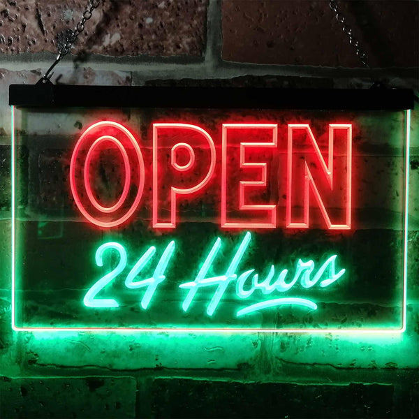 ADVPRO Open 24 Hours Display Dual Color LED Neon Sign st6-i0035 - Green & Red