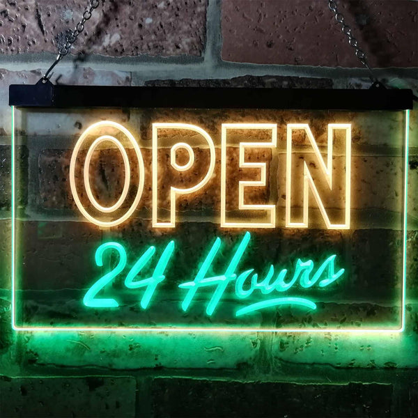 ADVPRO Open 24 Hours Display Dual Color LED Neon Sign st6-i0035 - Green & Yellow