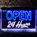 ADVPRO Open 24 Hours Display Dual Color LED Neon Sign st6-i0035 - White & Blue