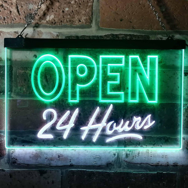 ADVPRO Open 24 Hours Display Dual Color LED Neon Sign st6-i0035 - White & Green