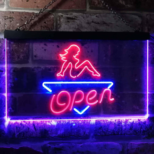 ADVPRO Girl Open Bar Man Cave Dual Color LED Neon Sign st6-i0040 - Blue & Red