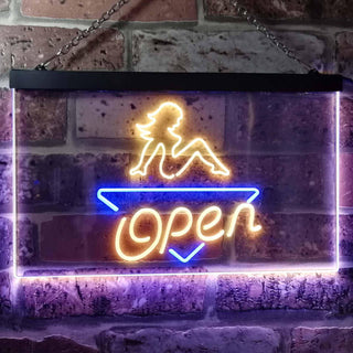 ADVPRO Girl Open Bar Man Cave Dual Color LED Neon Sign st6-i0040 - Blue & Yellow