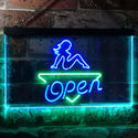 ADVPRO Girl Open Bar Man Cave Dual Color LED Neon Sign st6-i0040 - Green & Blue
