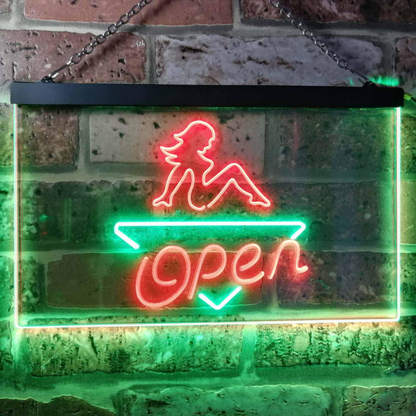 ADVPRO Girl Open Bar Man Cave Dual Color LED Neon Sign st6-i0040 - Green & Red