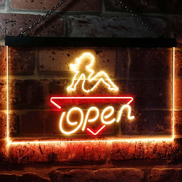 ADVPRO Girl Open Bar Man Cave Dual Color LED Neon Sign st6-i0040 - Red & Yellow