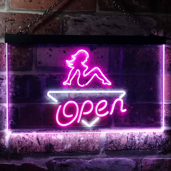 ADVPRO Girl Open Bar Man Cave Dual Color LED Neon Sign st6-i0040 - White & Purple