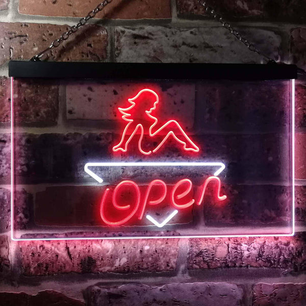 ADVPRO Girl Open Bar Man Cave Dual Color LED Neon Sign st6-i0040 - White & Red