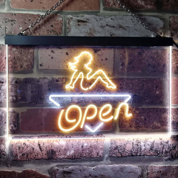 ADVPRO Girl Open Bar Man Cave Dual Color LED Neon Sign st6-i0040 - White & Yellow