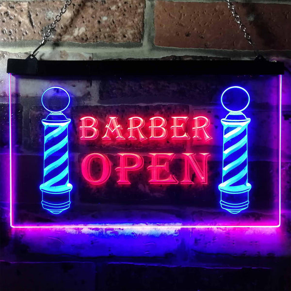 ADVPRO Open Barber Walk Ins Welcome Dual Color LED Neon Sign st6-i0044 - Blue & Red