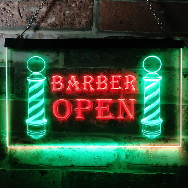 ADVPRO Open Barber Walk Ins Welcome Dual Color LED Neon Sign st6-i0044 - Green & Red