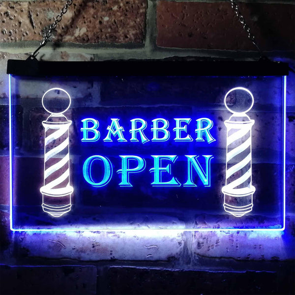ADVPRO Open Barber Walk Ins Welcome Dual Color LED Neon Sign st6-i0044 - White & Blue