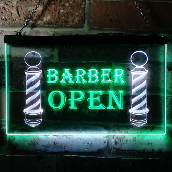 ADVPRO Open Barber Walk Ins Welcome Dual Color LED Neon Sign st6-i0044 - White & Green