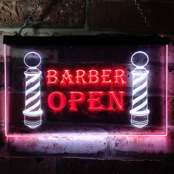 ADVPRO Open Barber Walk Ins Welcome Dual Color LED Neon Sign st6-i0044 - White & Red