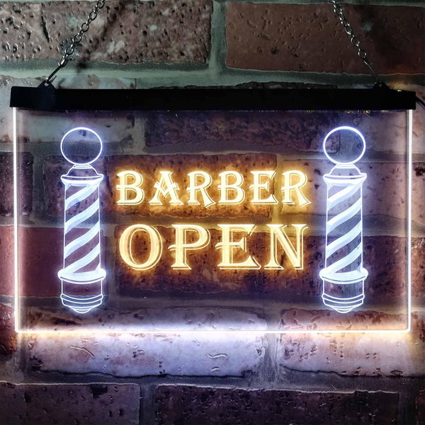 ADVPRO Open Barber Walk Ins Welcome Dual Color LED Neon Sign st6-i0044 - White & Yellow